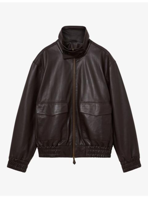 REISS Trinity Oversized-Fit Leather Jacket