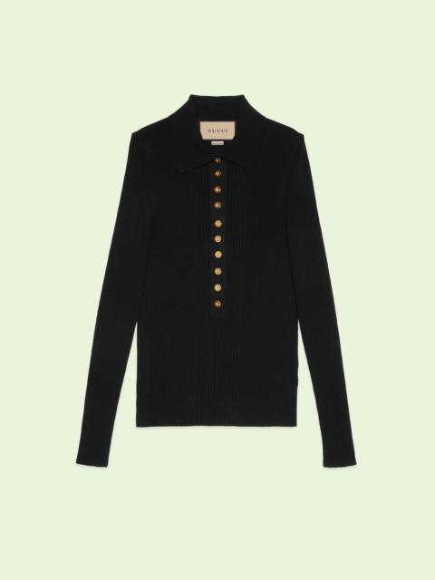 GUCCI Extra fine viscose polo knit