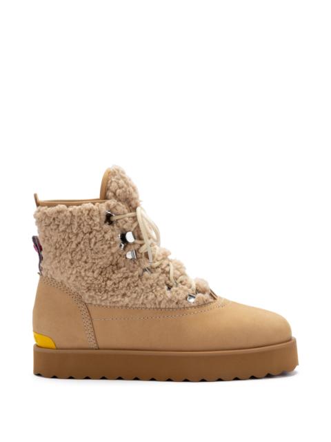 Larroudé Vail Boot In Sand Faux Fur and Suede