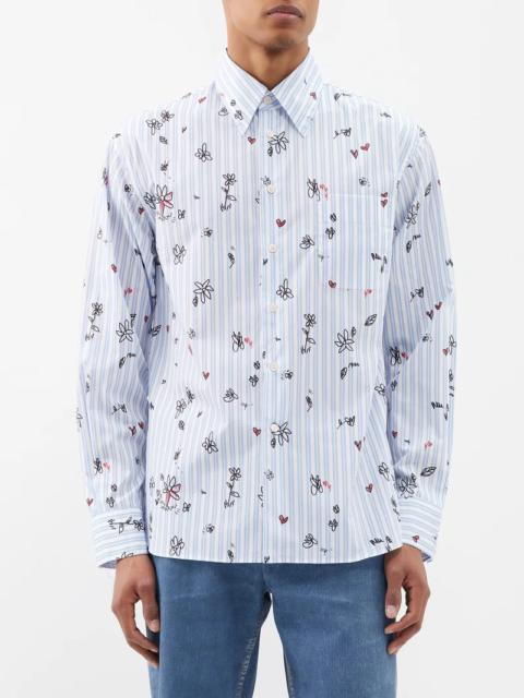Magic Garden-print cotton-poplin shirt
