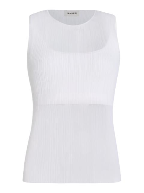 SIMKHAI Oakley Plisse Tank Top white
