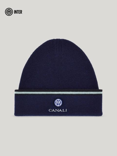 Canali BLUE WOOL AND CASHMERE BLEND HAT - INTER COLLECTION