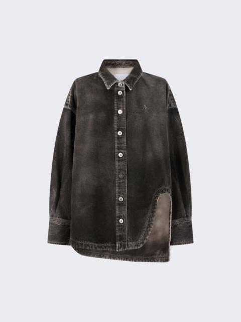 THE ATTICO Overdyed Treated Cotton Shirt Black & White