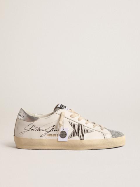 Golden Goose Super-Star LTD with silver Swarovski crystal tongue