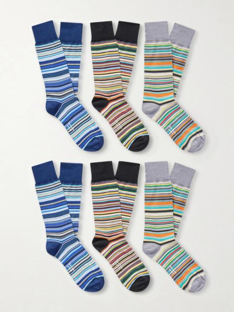 Paul Smith Six-Pack Striped Cotton-Blend Socks