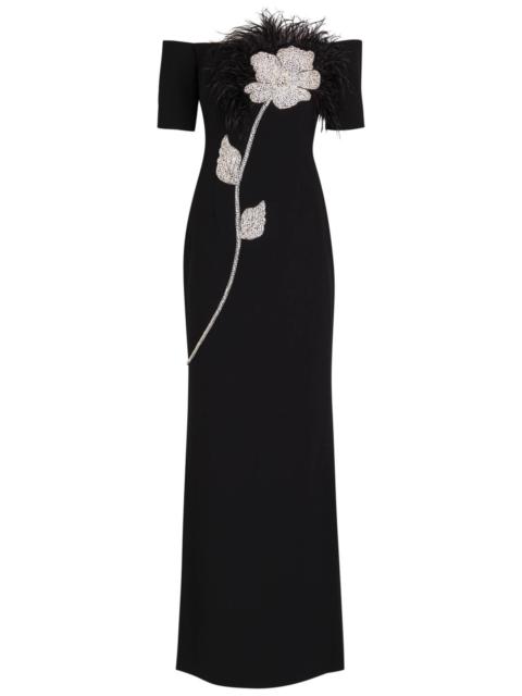 REBECCA VALLANCE Rebecca Vallance Starlight Embellished Crepe Gown