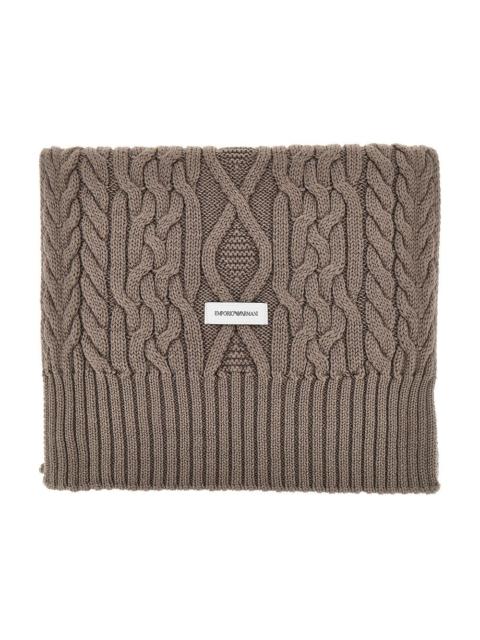 EMPORIO ARMANI WOOL-BLEND SCARF WITH LOGO LABEL