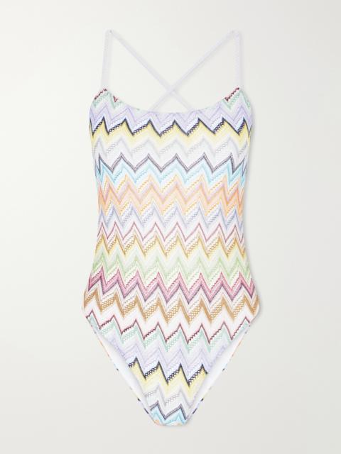 Missoni Striped Crochet-knit Swimsuit