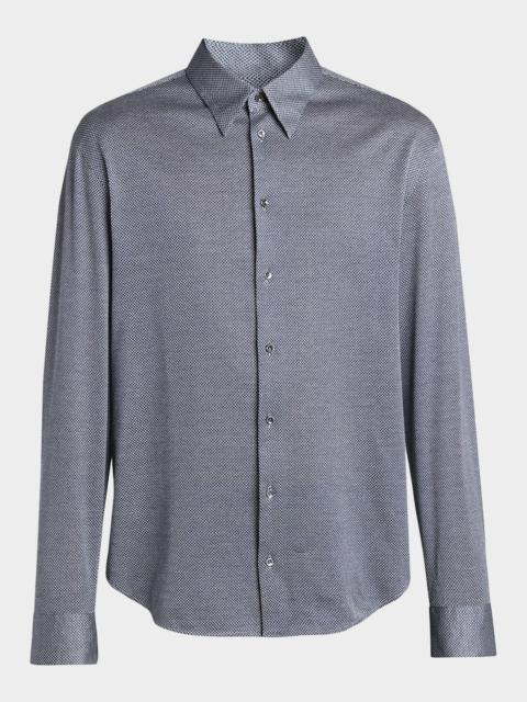 GIORGIO ARMANI Men's Cotton Micro-Geometric Sport Shirt