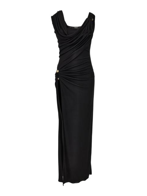 VERSACE La Vacanza Safety Pin Jersey Gown black