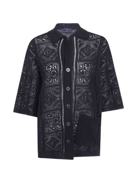Y's Mexican crochet-knit patch-pocket shirt