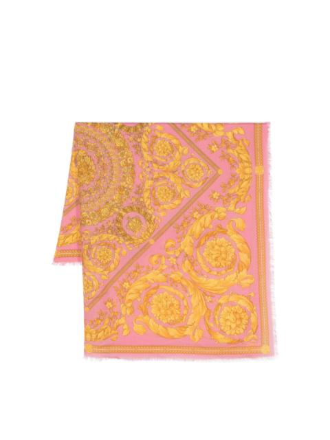VERSACE Barocco-print frayed scarf