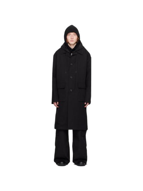 JUUN.J Black Detachable Hood Coat