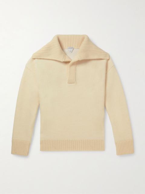 Bottega Veneta Shawl-Collar Wool Sweater Cream