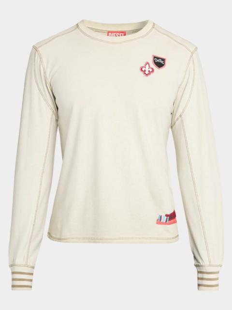 Diesel Men's Patchwork Long-Sleeve Crewneck T-Shirt