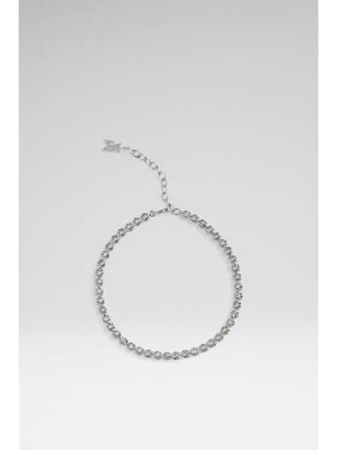 Amina Muaddi TENNIS ANKLET WHITE CRYSTALS WITH SILVER BASE