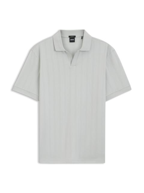 BOSS COTTON-JACQUARD POLO SHIRT WITH JOHNNY COLLAR
