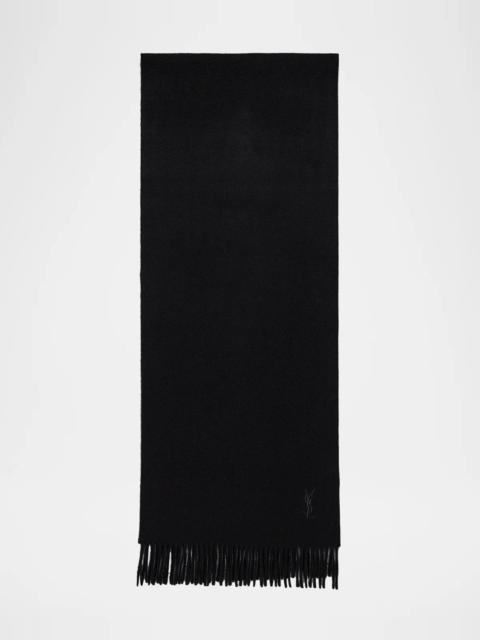 SAINT LAURENT Men's YSL Cashmere Embroidered-Cassandre Scarf