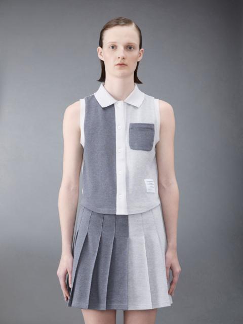 Thom Browne Fun-Mix Textured Cotton Tuck Sleeveless Polo
