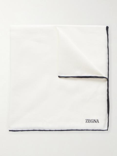 ZEGNA Logo-Print Cotton and Silk-Blend Pocket Square