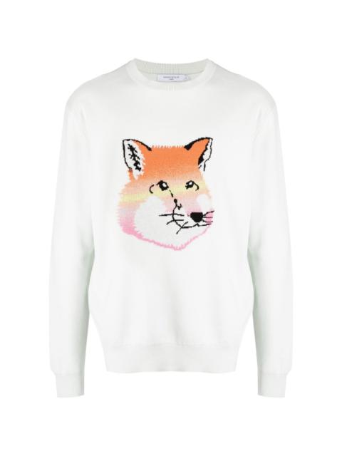 Fox round-neck cotton jumper