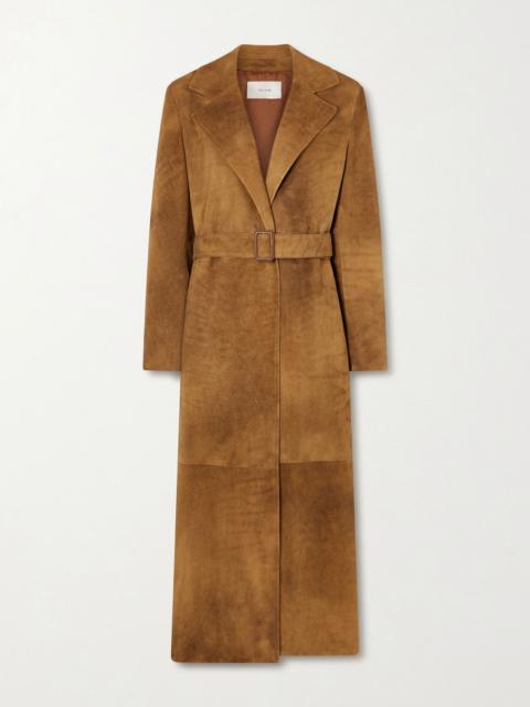 The Row Raisa belted suede trench coat Tan