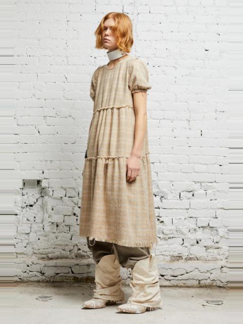 R13 SHREDDED RELAXED MIDI - OVERDYED KHAKI PLAID