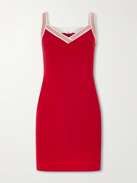 VERSACE Logo-jacquard cotton-jersey mini dress Red