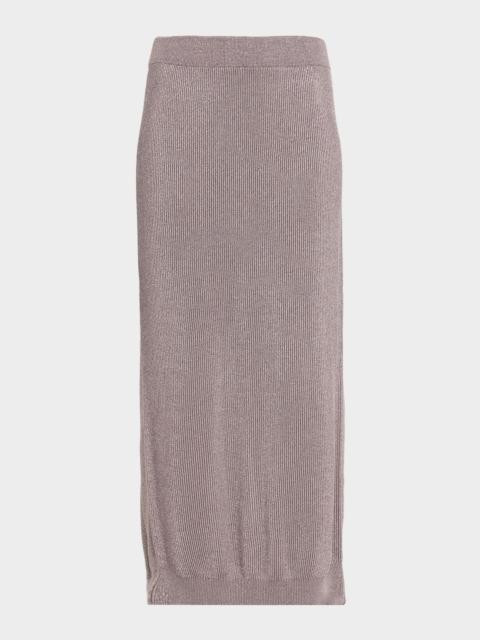 Brunello Cucinelli Sparkling Cotton Rib Maxi Skirt
