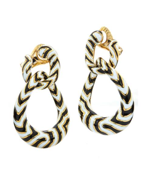 DAVID WEBB Black White Zebra Stripe Double Hoop Earrings