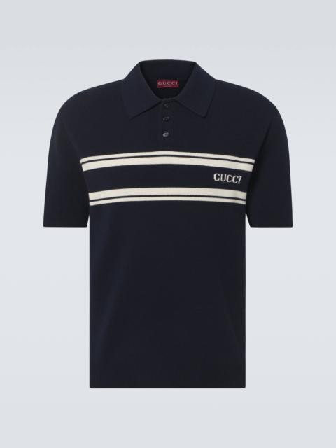 GUCCI Logo wool and cashmere polo shirt