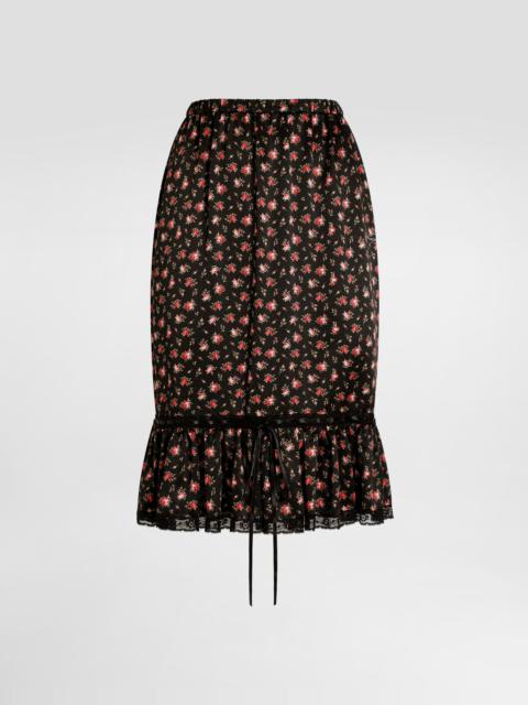 Small rose-print skirt with flounce