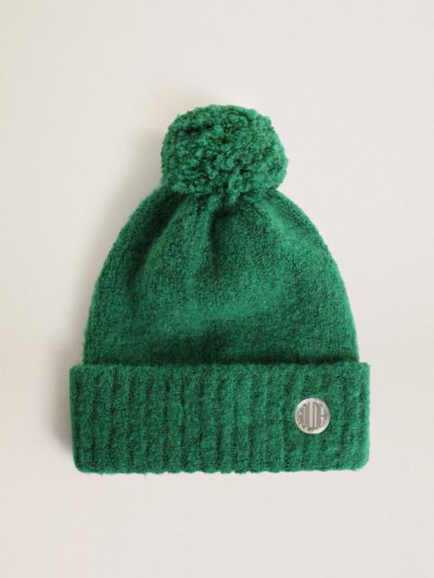 Golden Goose Journey Collection green wool beanie with pompom