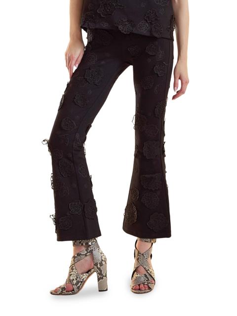 CYNTHIA ROWLEY Women's 3D Floral Ponte-Knit Bootcut Pants - Black