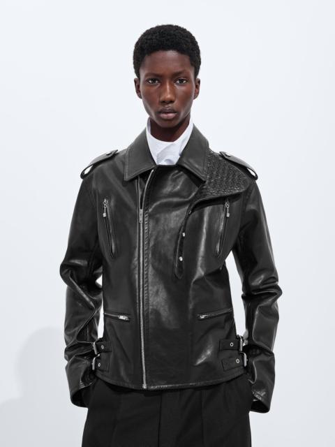 Bottega Veneta Rubbery Leather Biker Jacket