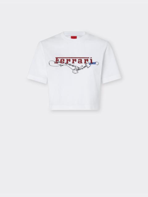 Ferrari Cotton T-shirt with embroidered Ferrari logo