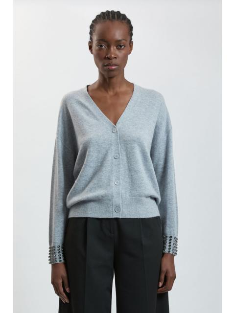 KAREN MILLEN Cashmere Knit Crystal Cuff Detail Boyfriend Cardigan