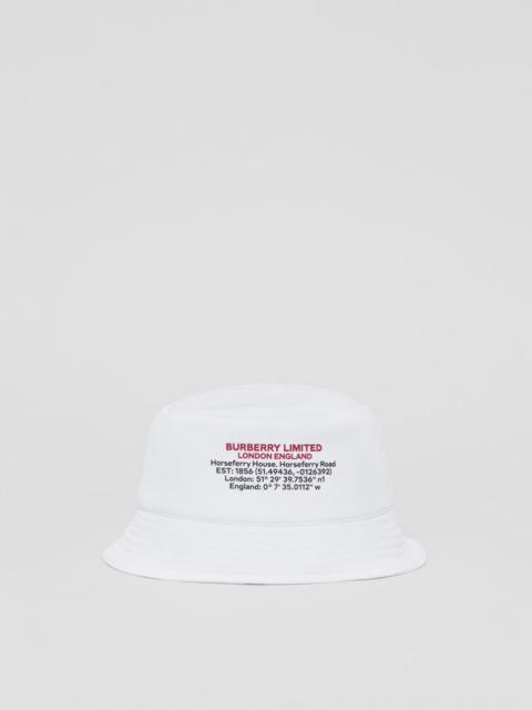 Burberry Location Print Cotton Bucket Hat