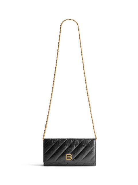 BALENCIAGA Women's Crush Wallet On Chain Quilted  in Black