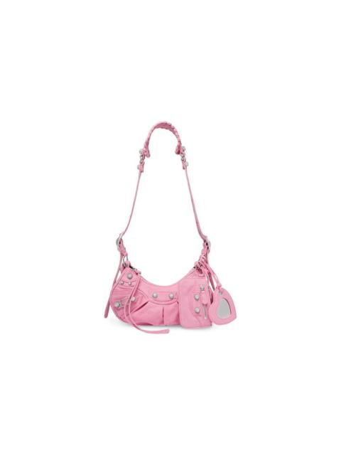 Women's Le Cagole Xs Shoulder Bag In Denim With Rhinestones in Pink