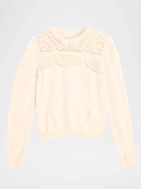 ULLA JOHNSON Lucette Openwork Crewneck Sweater