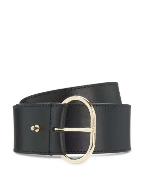 BOSS LEATHER BELT WITH GOLD-TONE BUCKLE