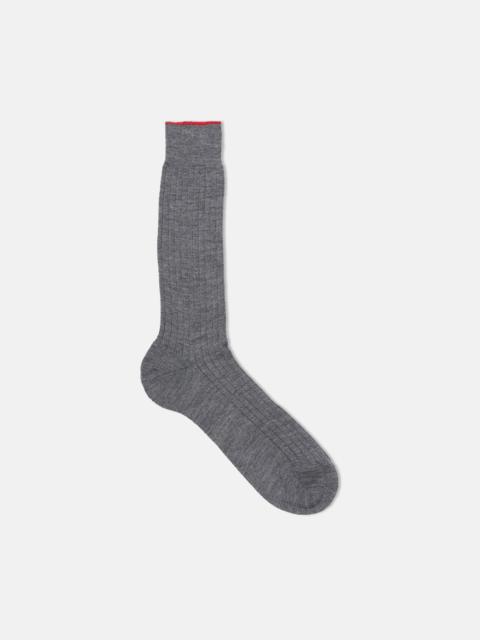 J. PRESS MADE-IN-ITALY MEDIUM GREY MID-CALF MERINO WOOL SOCKS