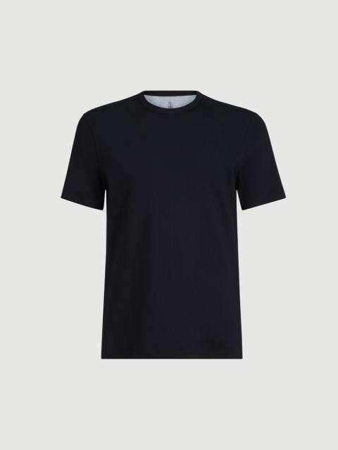 Brunello Cucinelli Stretch cotton and modal ribbed jersey crew neck T-shirt