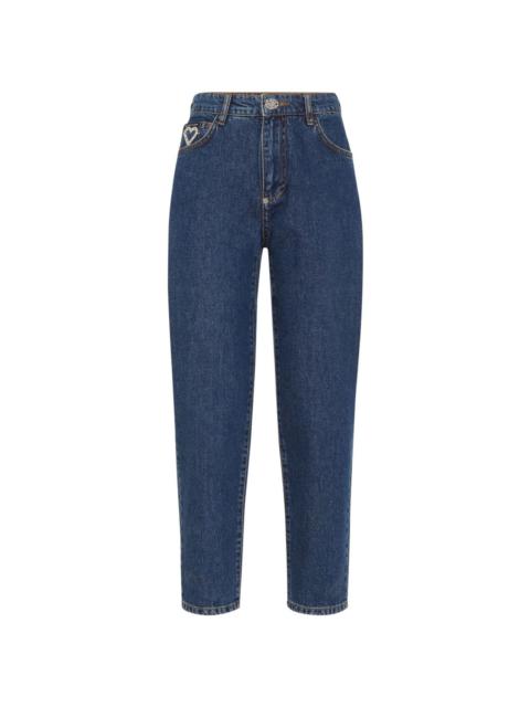 PHILIPP PLEIN Heart crystal-embellished tapered jeans