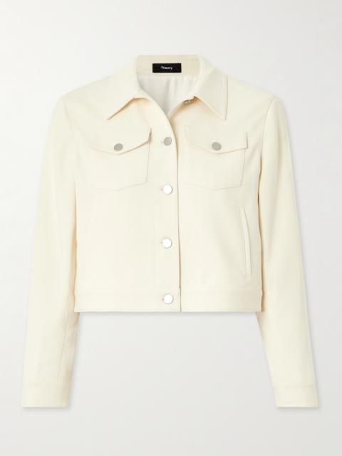 Theory Shrunken Trucker Cropped Crepe Jacket