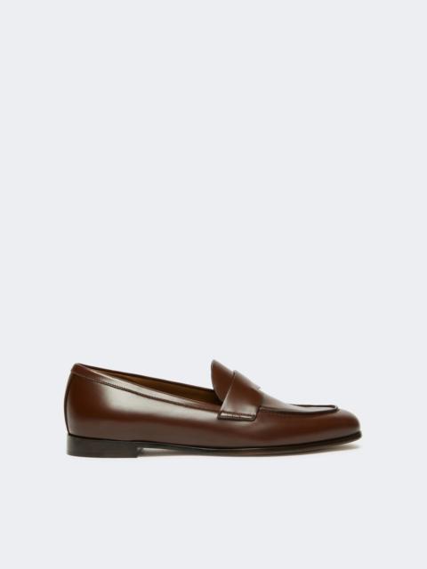 Max Mara REGENTMOC Semi-glossy leather moccasins - COCOA