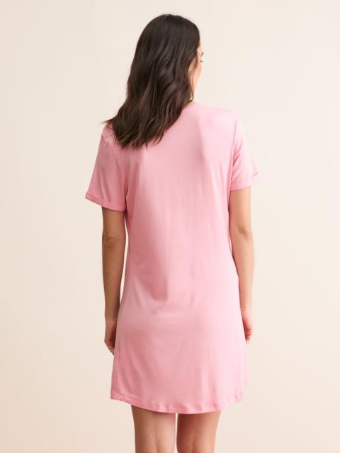 Derek Rose Women's V-Neck Sleep T-Shirt Lara Micro Modal Stretch Pink