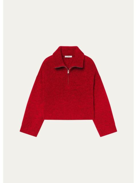 FRAME The Half-Zip Marled Knit Sweater