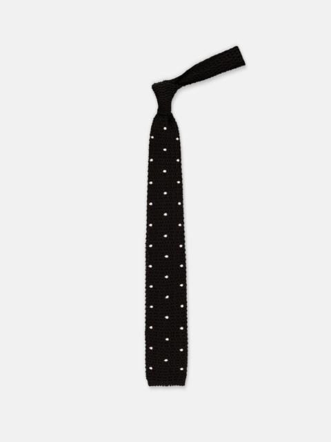 J. PRESS MADE-IN-ITALY BLACK & WHITE DOTS SILK KNIT TIE